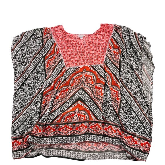 Cato Women's Plus Size 18/20W Boho Tunic Top Orange & Black Flowy Kaftan - Picture 1 of 4